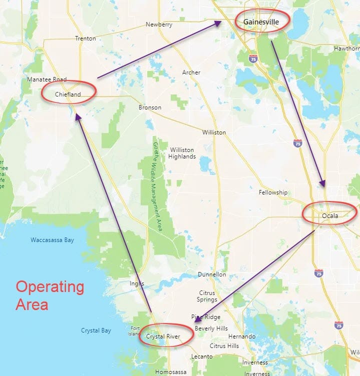 Bush Hogging Services Map Operating Area